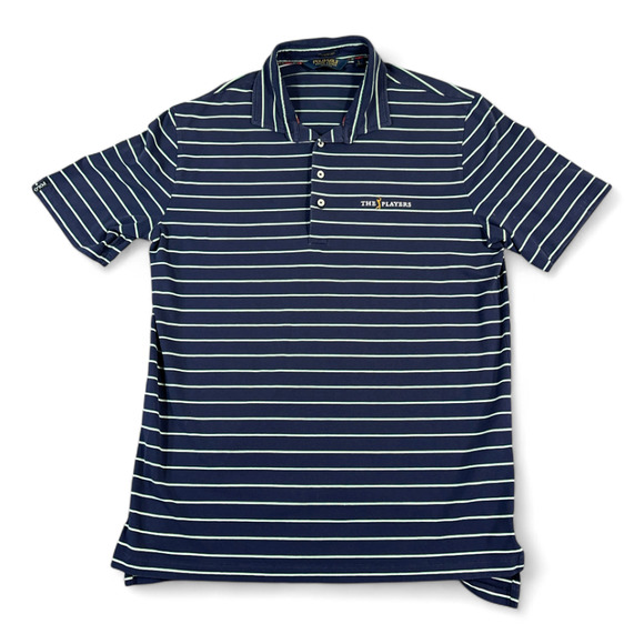 Ralph Lauren Polo Golf Shirt Adult LARGE Blue Striped The Players Tournament - Picture 1 of 9